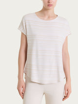 Maglietta girocollo a righe alternate in Viscosa Summer Bianchi Donna - Ragno
