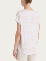 Maglietta girocollo a righe alternate in Viscosa Summer Bianchi Donna - Ragno