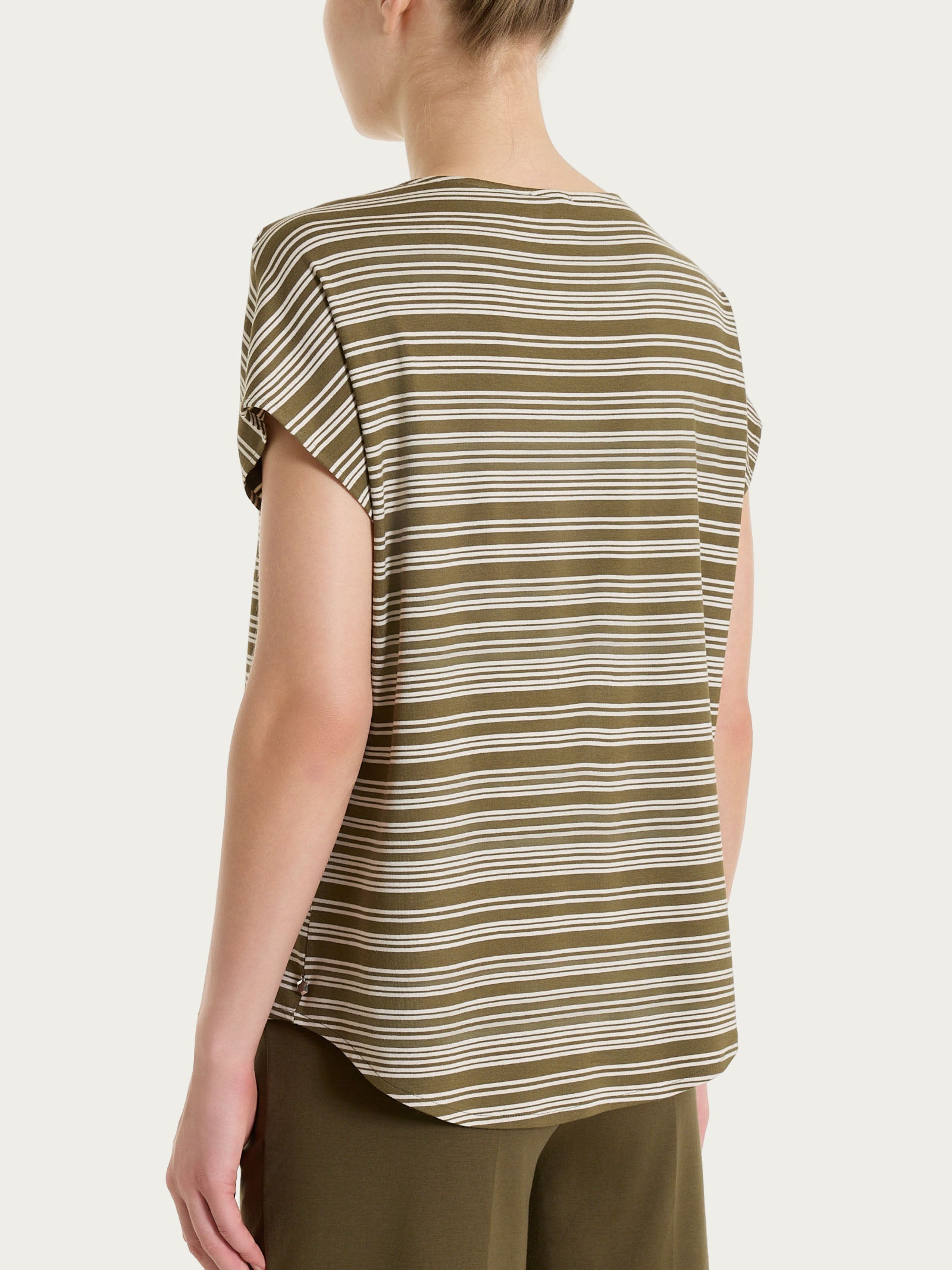 Maglietta girocollo a righe alternate in Viscosa Summer Verdi Donna - Ragno