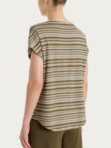Maglietta girocollo a righe alternate in Viscosa Summer Verdi Donna - Ragno