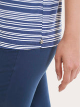 Maglietta girocollo a righe alternate in Viscosa Summer Blu Donna - Ragno