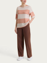 Maglietta girocollo e con macro righe in Summer Light Arancioni Donna - Ragno