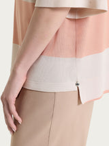 Maglietta con scollo a V e macro righe in Summer Light Arancioni Donna - Ragno