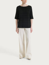 Maglietta con collo a barchetta e micro righe in Summer Light  Neri Donna - Ragno