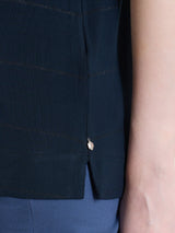 Maglietta con collo a barchetta e micro righe in Summer Light  Blu Donna - Ragno