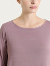Maglietta con collo a barchetta e micro righe in Summer Light  Viola Donna - Ragno