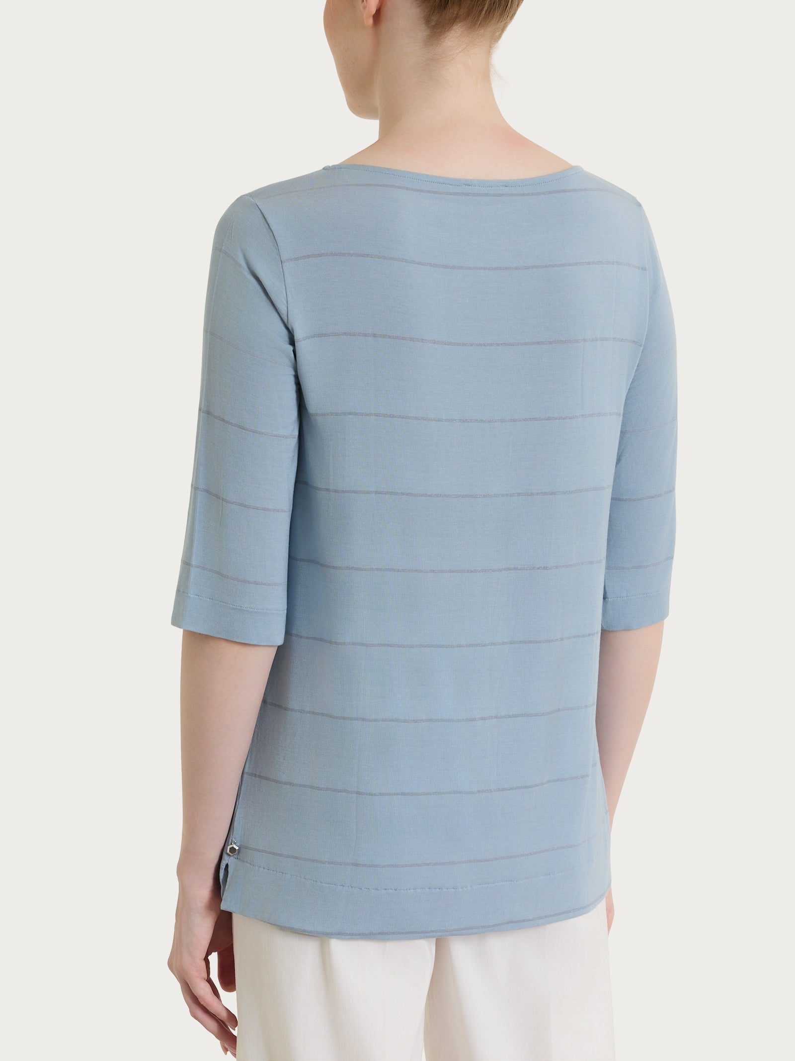Maglietta con collo a barchetta e micro righe in Summer Light  Azzurri Donna - Ragno