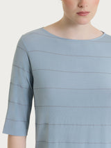 Maglietta con collo a barchetta e micro righe in Summer Light  Azzurri Donna - Ragno