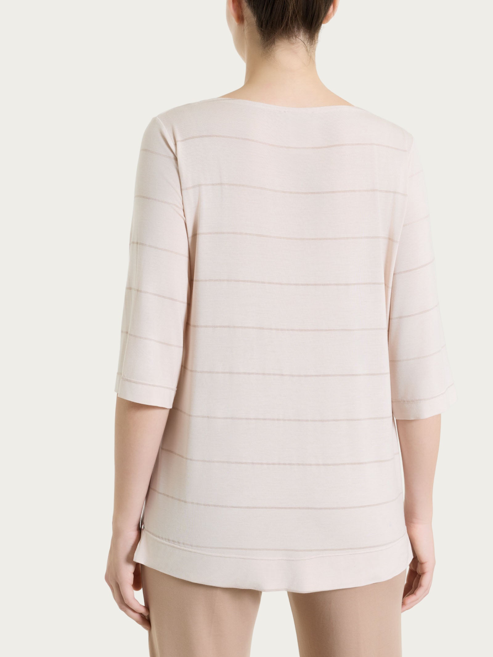 Maglietta con collo a barchetta e micro righe in Summer Light  Rosa Donna - Ragno