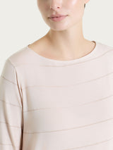 Maglietta con collo a barchetta e micro righe in Summer Light  Rosa Donna - Ragno