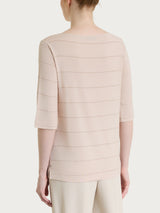 Maglietta con collo a barchetta e micro righe in Summer Light  Rosa Donna - Ragno