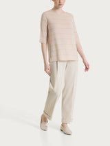 Maglietta con collo a barchetta e micro righe in Summer Light  Rosa Donna - Ragno