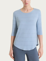 Maglietta girocollo con micro righe in Summer Light  Azzurri Donna - Ragno
