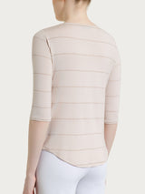 Maglietta girocollo con micro righe in Summer Light  Rosa Donna - Ragno