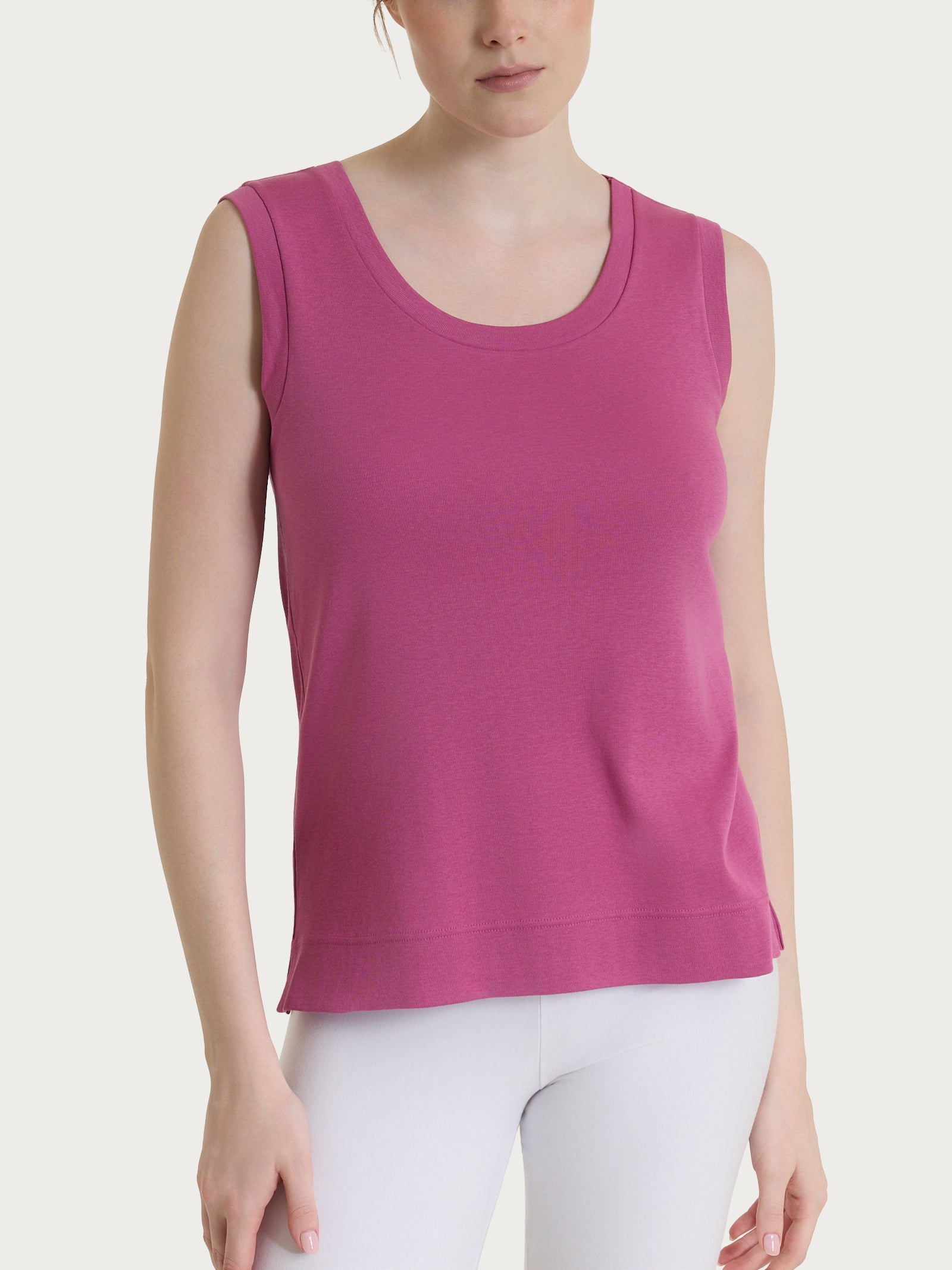 Top smanicato in Eco Cotton Stretch Rosa Donna - Ragno