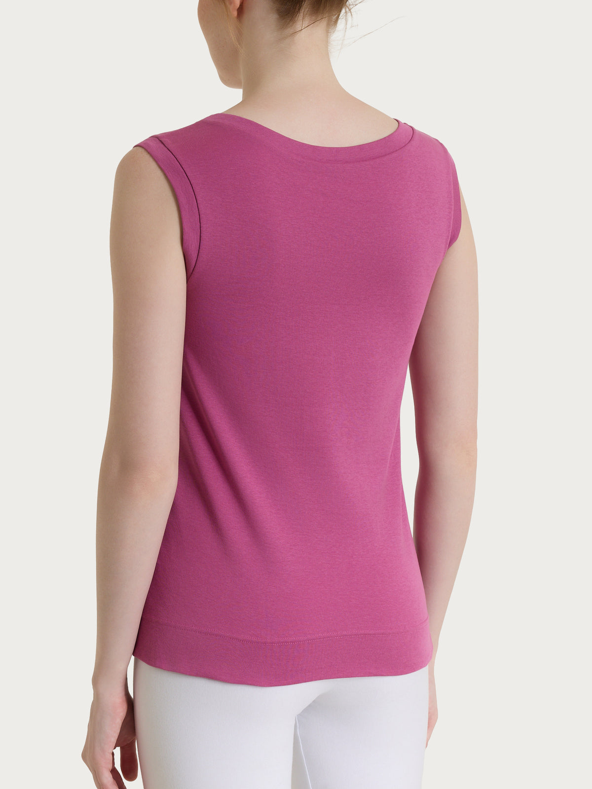 Top smanicato in Cotton Stretch Rosa Donna - Ragno