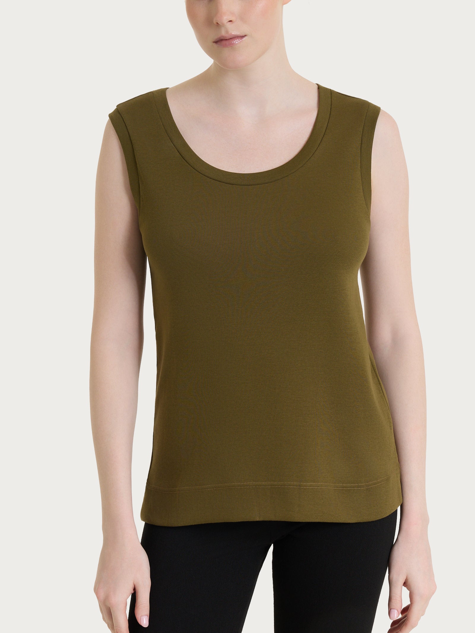 Top smanicato in Eco Cotton Stretch Verdi Donna - Ragno
