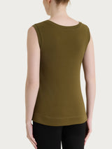 Top smanicato in Eco Cotton Stretch Verdi Donna - Ragno