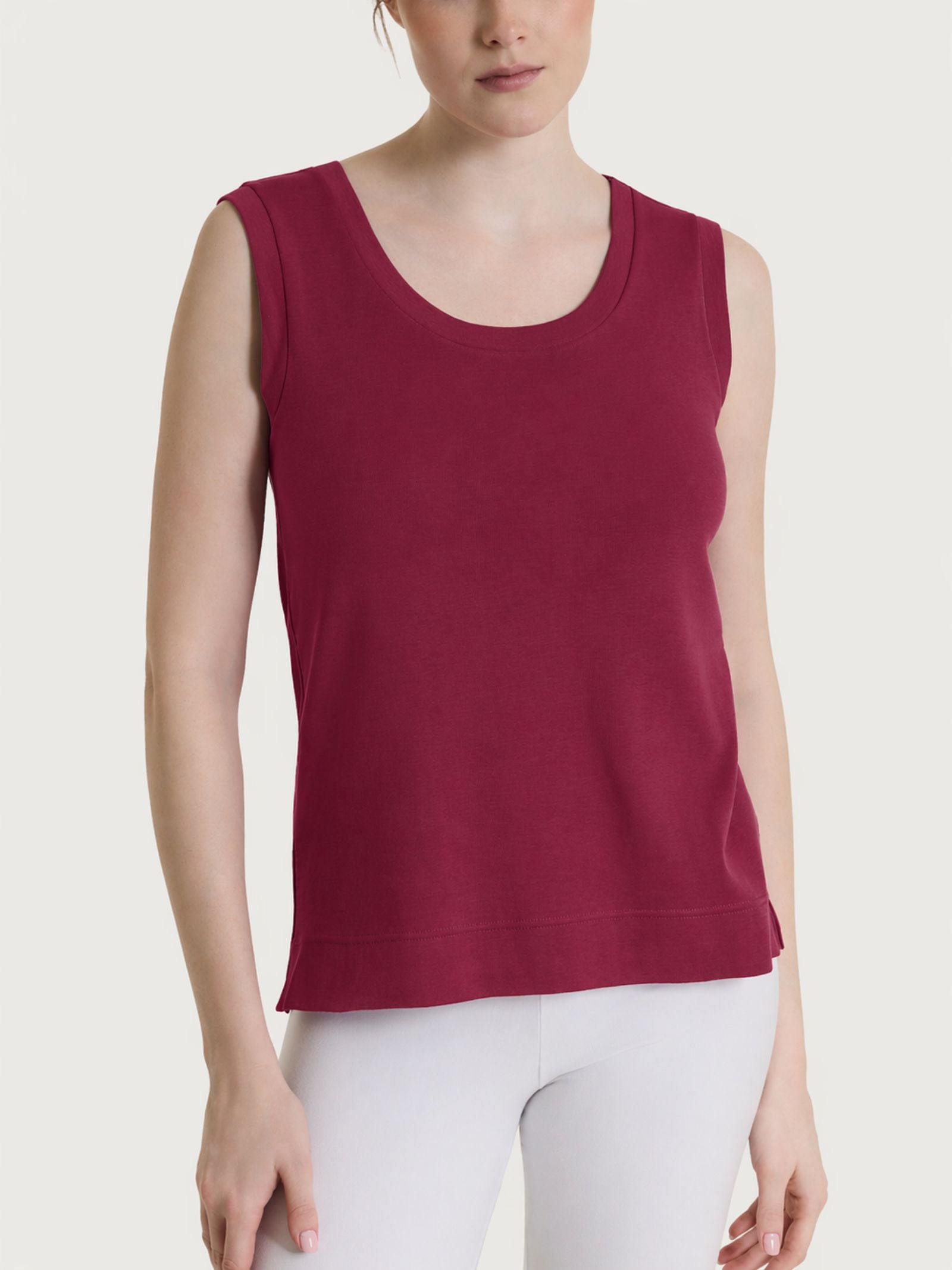 Top smanicato in Eco Cotton Stretch Rossi Donna - Ragno