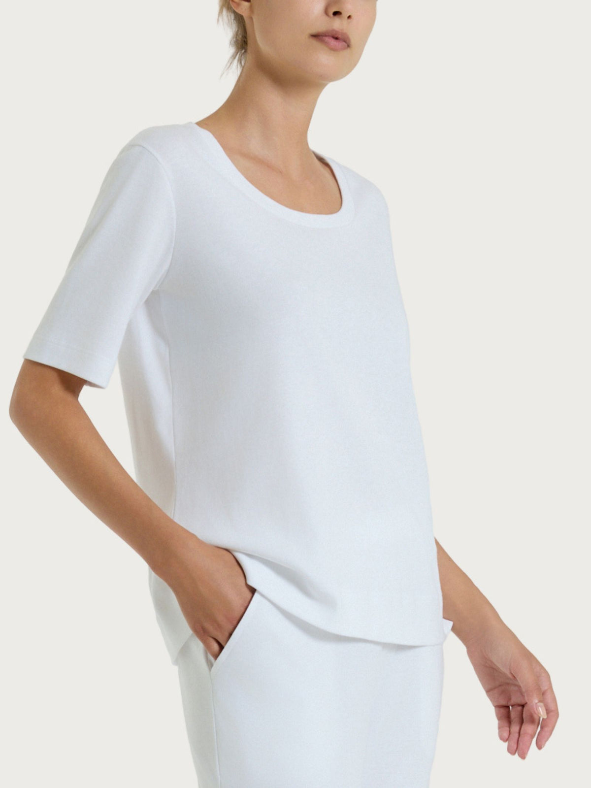 Maglietta girocollo in Cotton Stretch Bianchi Donna - Ragno
