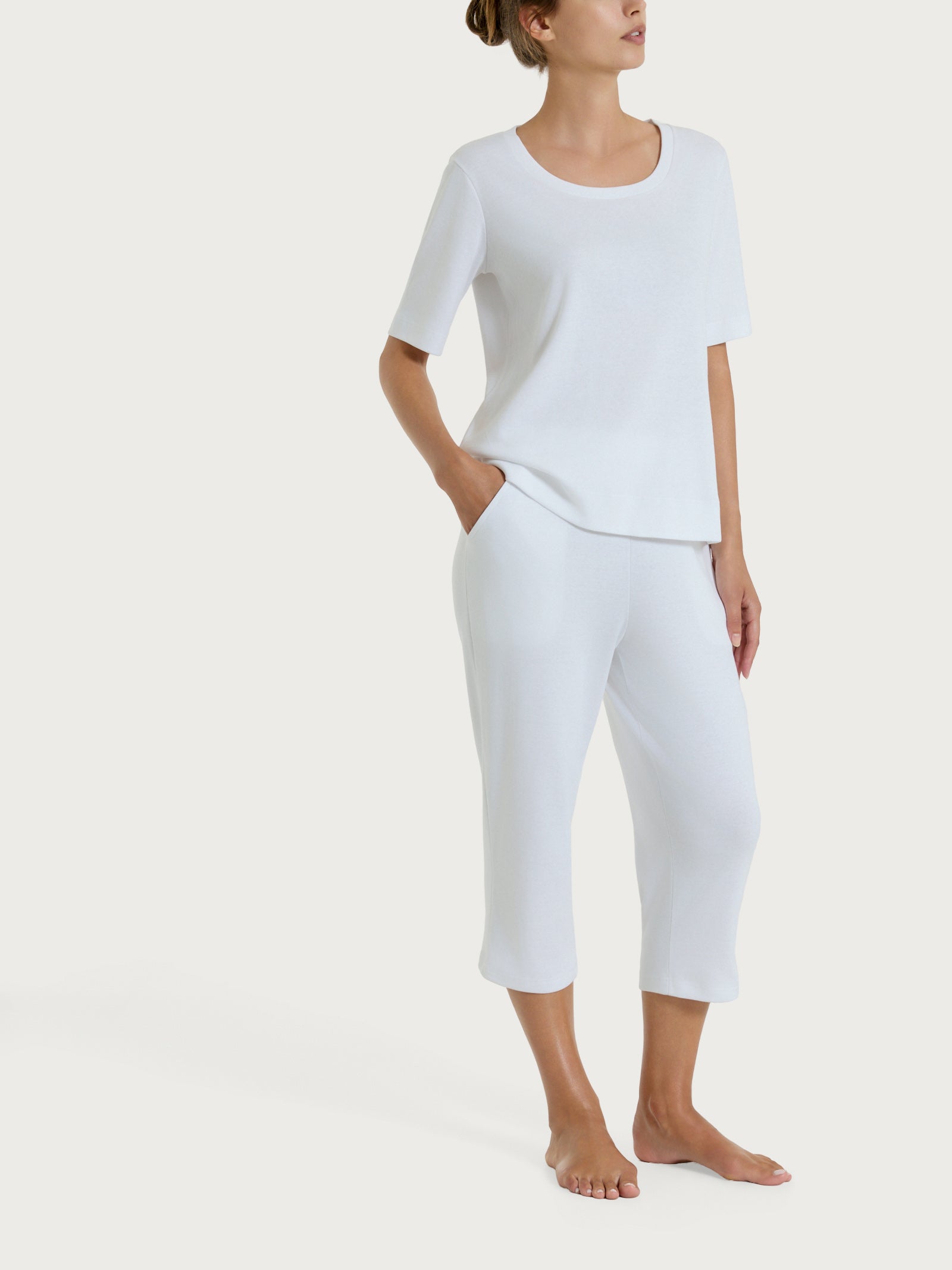 Maglietta girocollo in Eco Cotton Stretch Bianchi Donna - Ragno