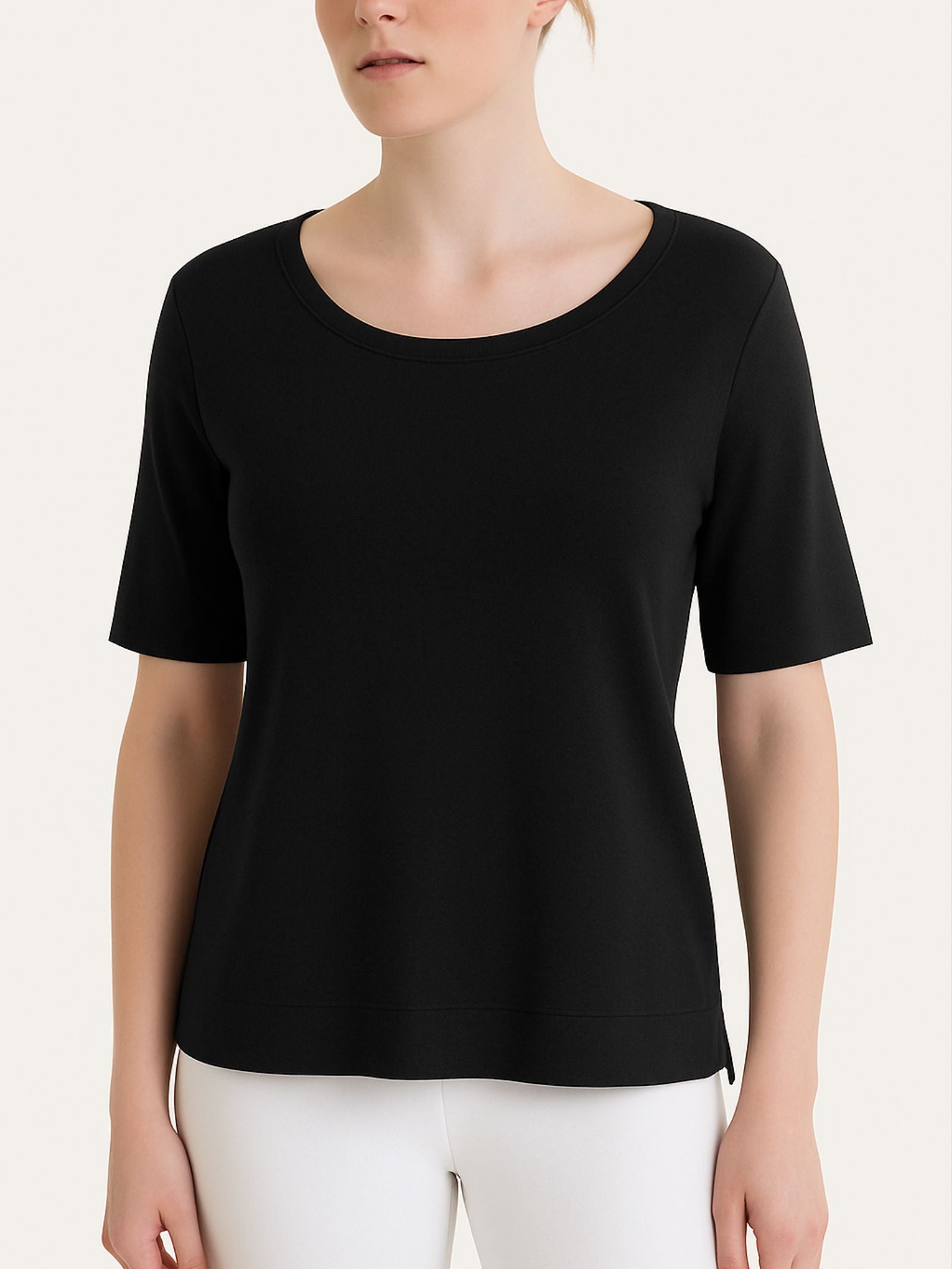 Maglietta girocollo in Eco Cotton Stretch Neri Donna - Ragno