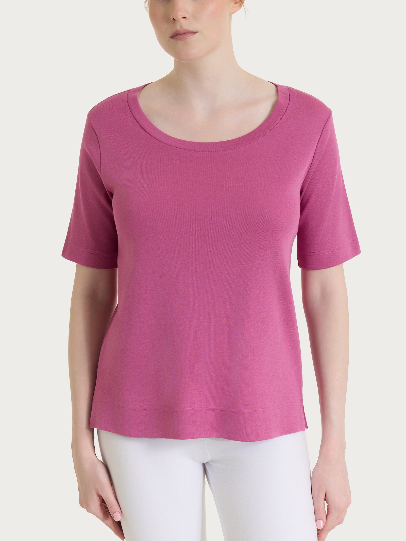 Maglietta girocollo in Eco Cotton Stretch Rosa Donna - Ragno