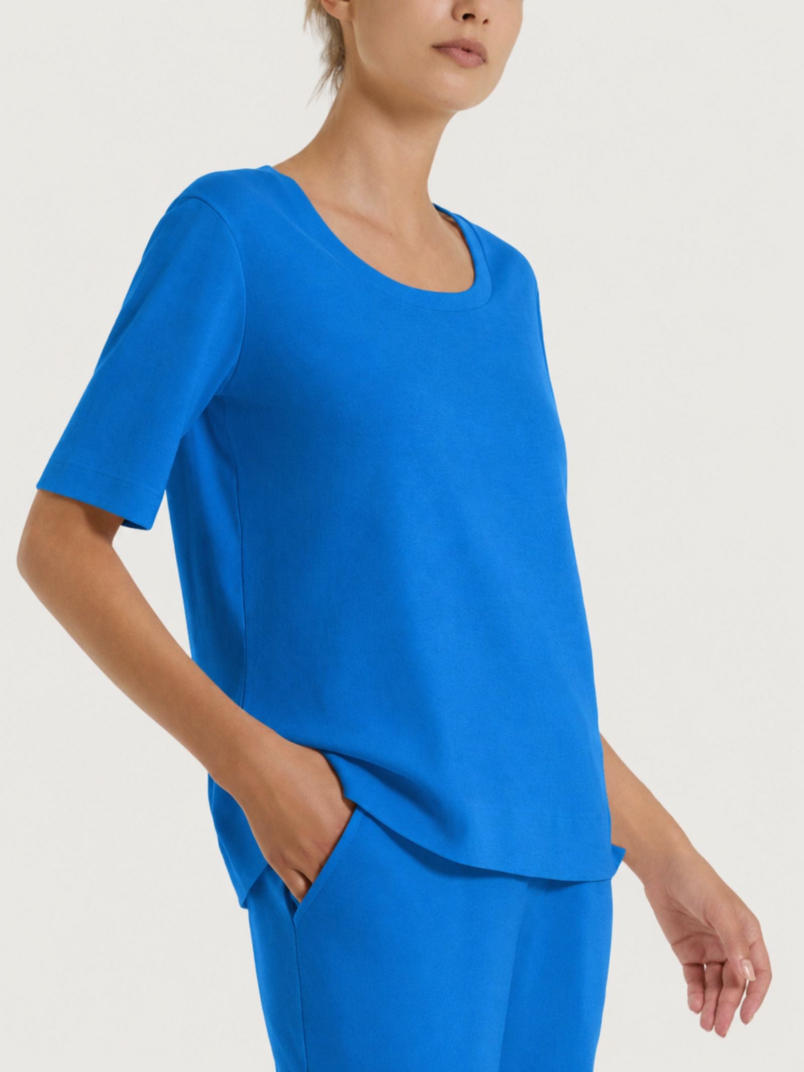 Maglietta girocollo in Eco Cotton Stretch Azzurri Donna - Ragno