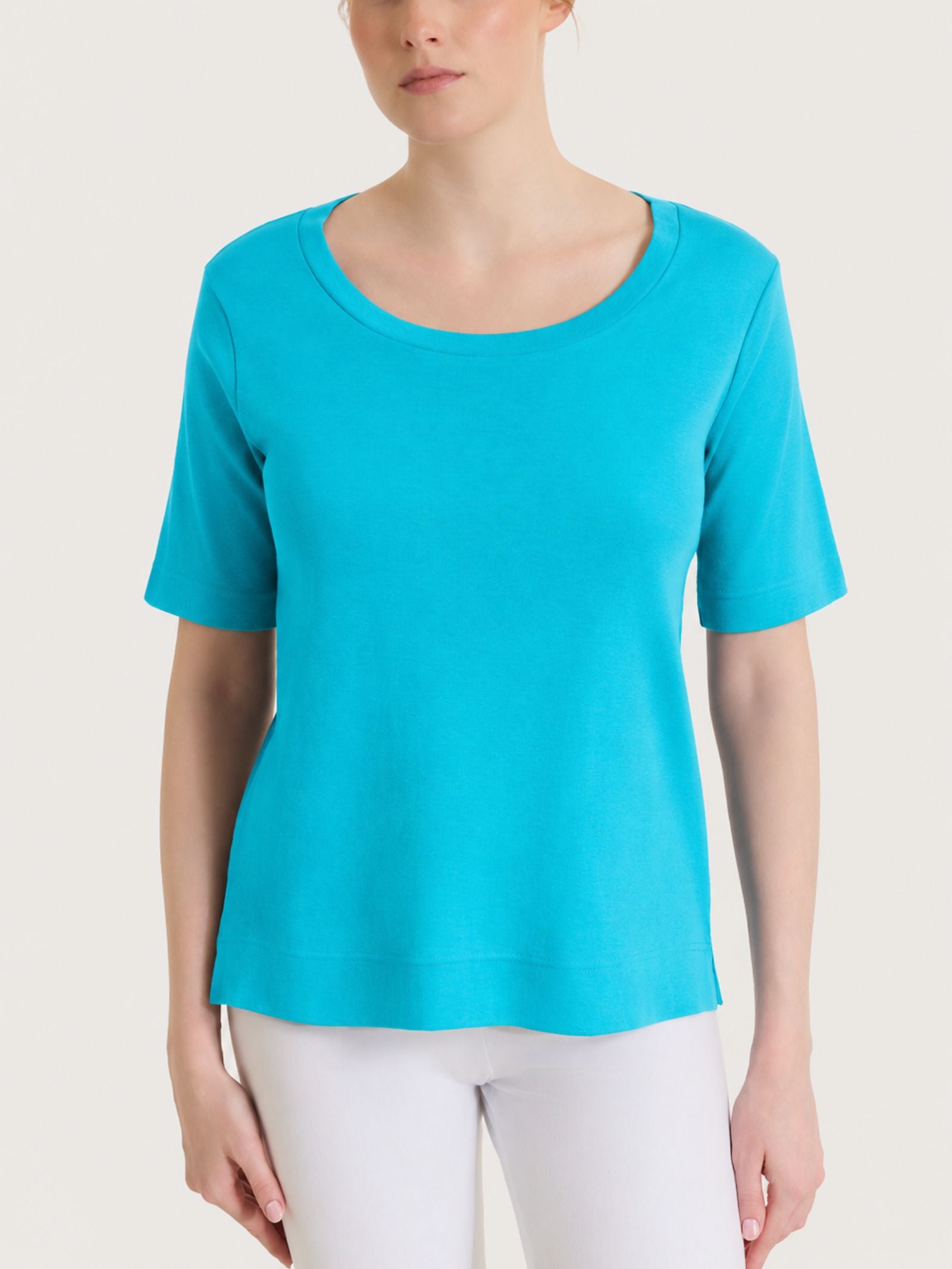 Maglietta girocollo in Eco Cotton Stretch Azzurri Donna - Ragno