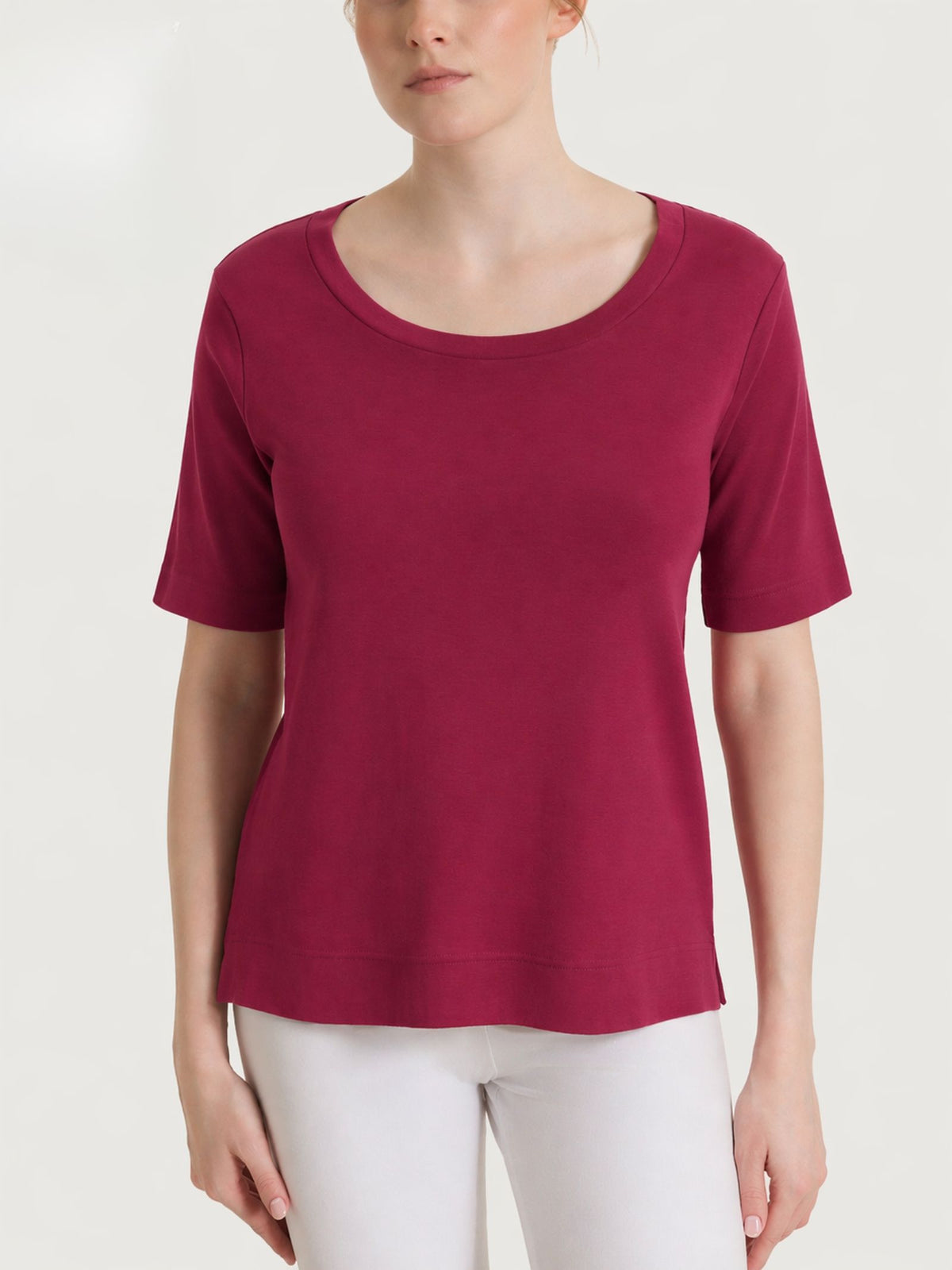 Maglietta girocollo in Cotton Stretch Rossi Donna - Ragno