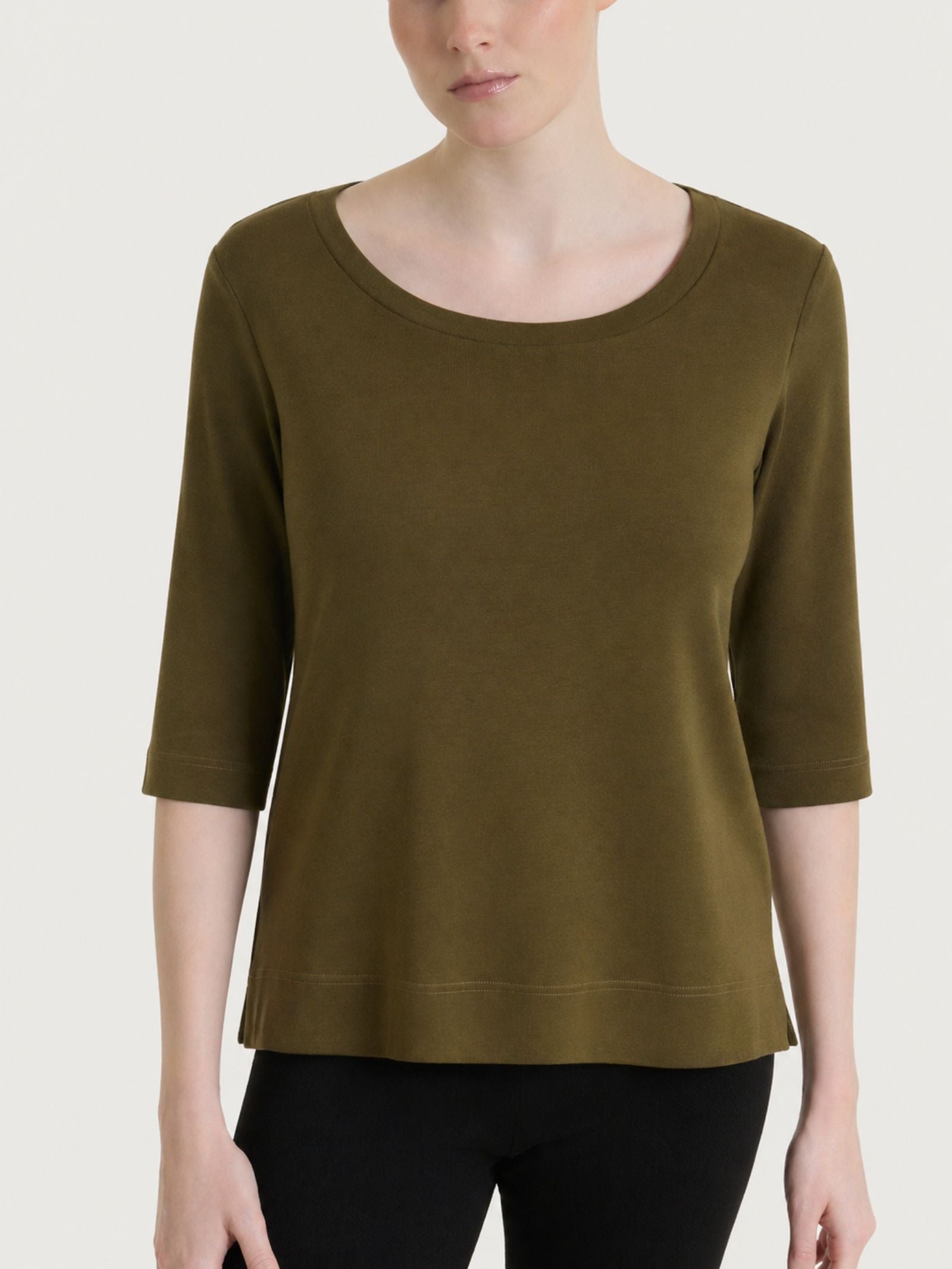 Maglietta con manica 3/4 in Eco Cotton Stretch Verdi Donna - Ragno