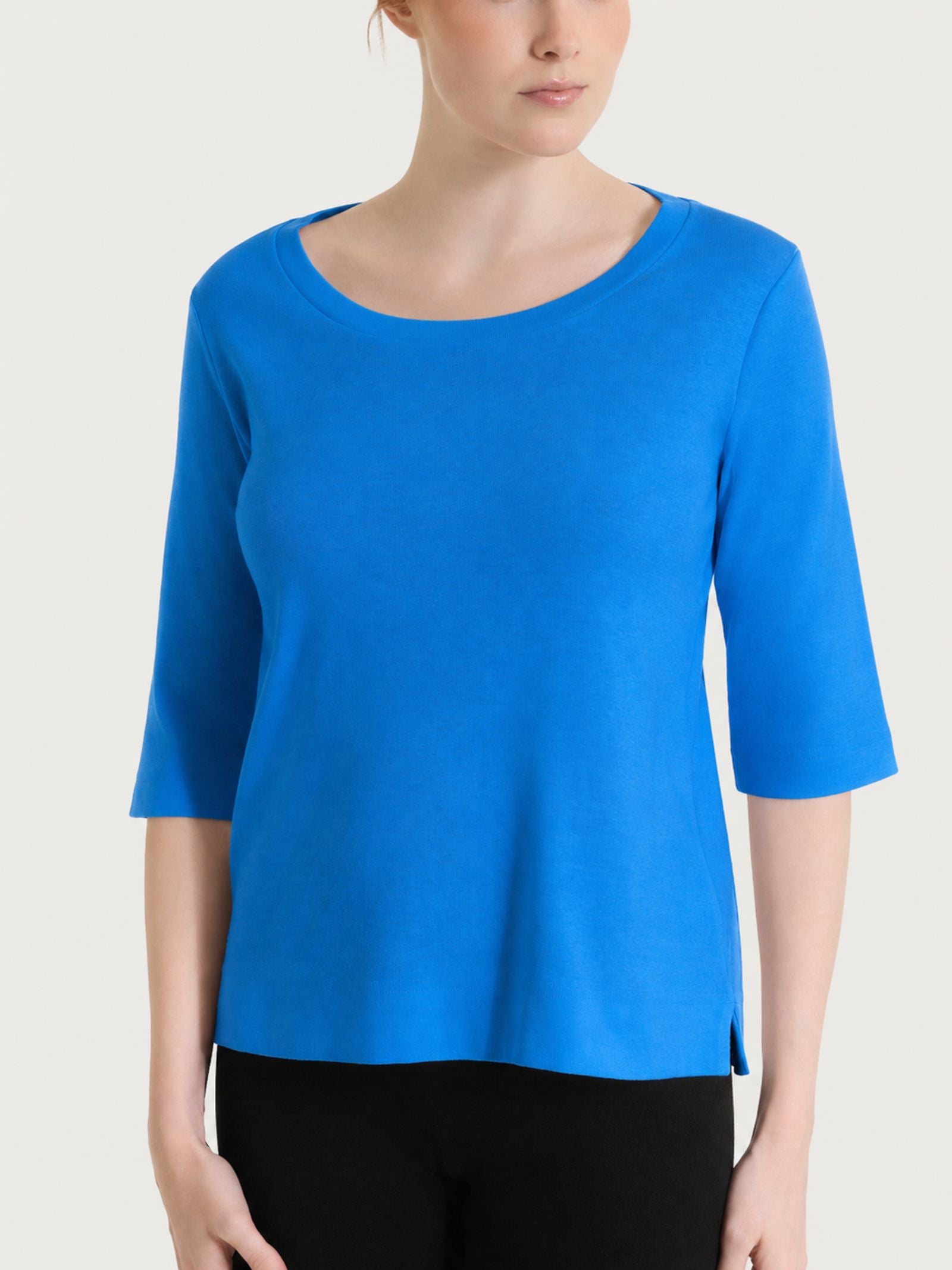 Eco Cotton Stretch Light Blue Women's 3/4 Sleeve T-Shirt - Ragno
