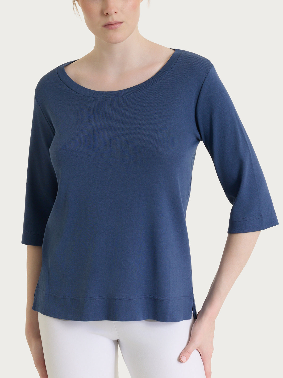 Maglietta con manica 3/4 in Cotton Stretch Blu Donna - Ragno
