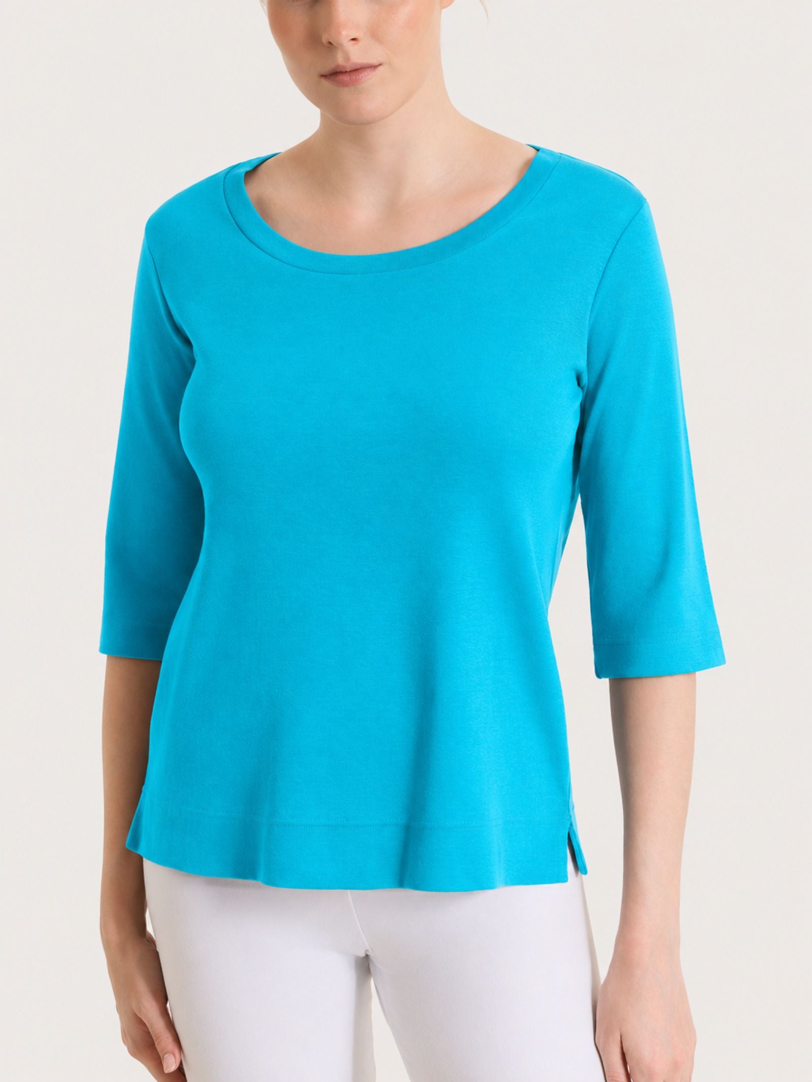 Eco Cotton Stretch Light Blue Women's 3/4 Sleeve T-Shirt - Ragno
