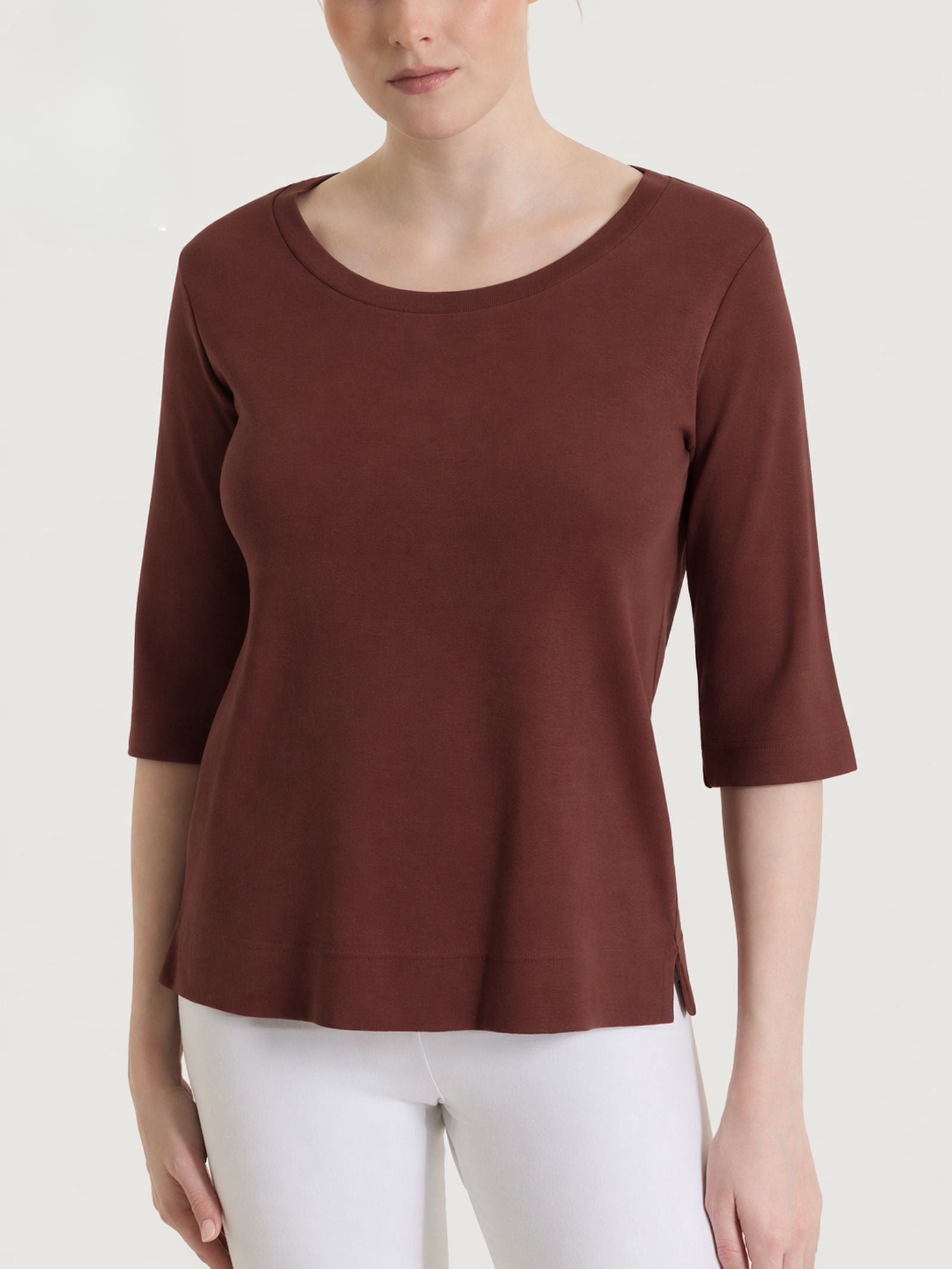 Maglietta con manica 3/4 in Eco Cotton Stretch Marroni Donna - Ragno