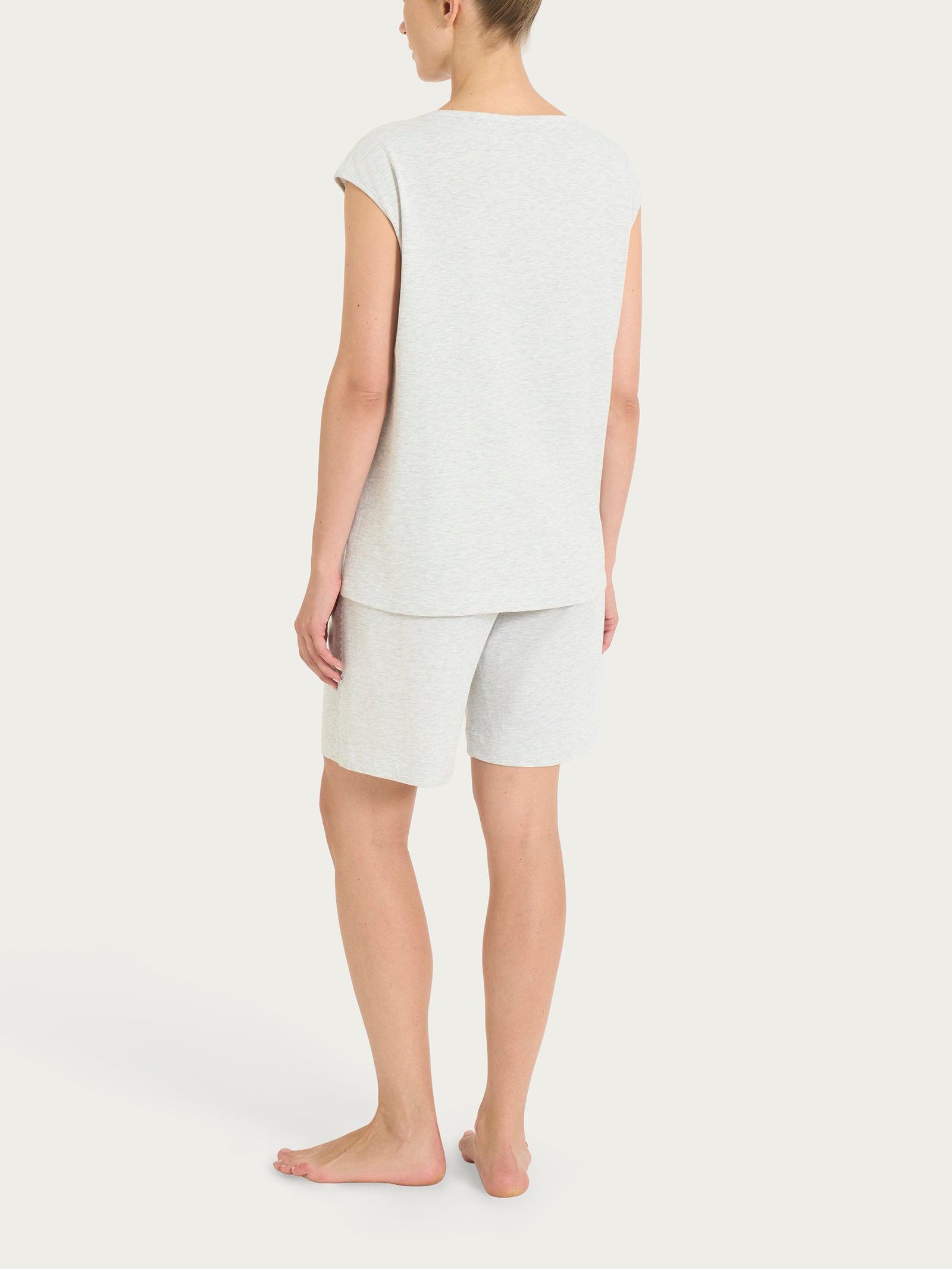 Pigiama corto tinta unita in Jersey di Cotone Neri Donna - Ragno