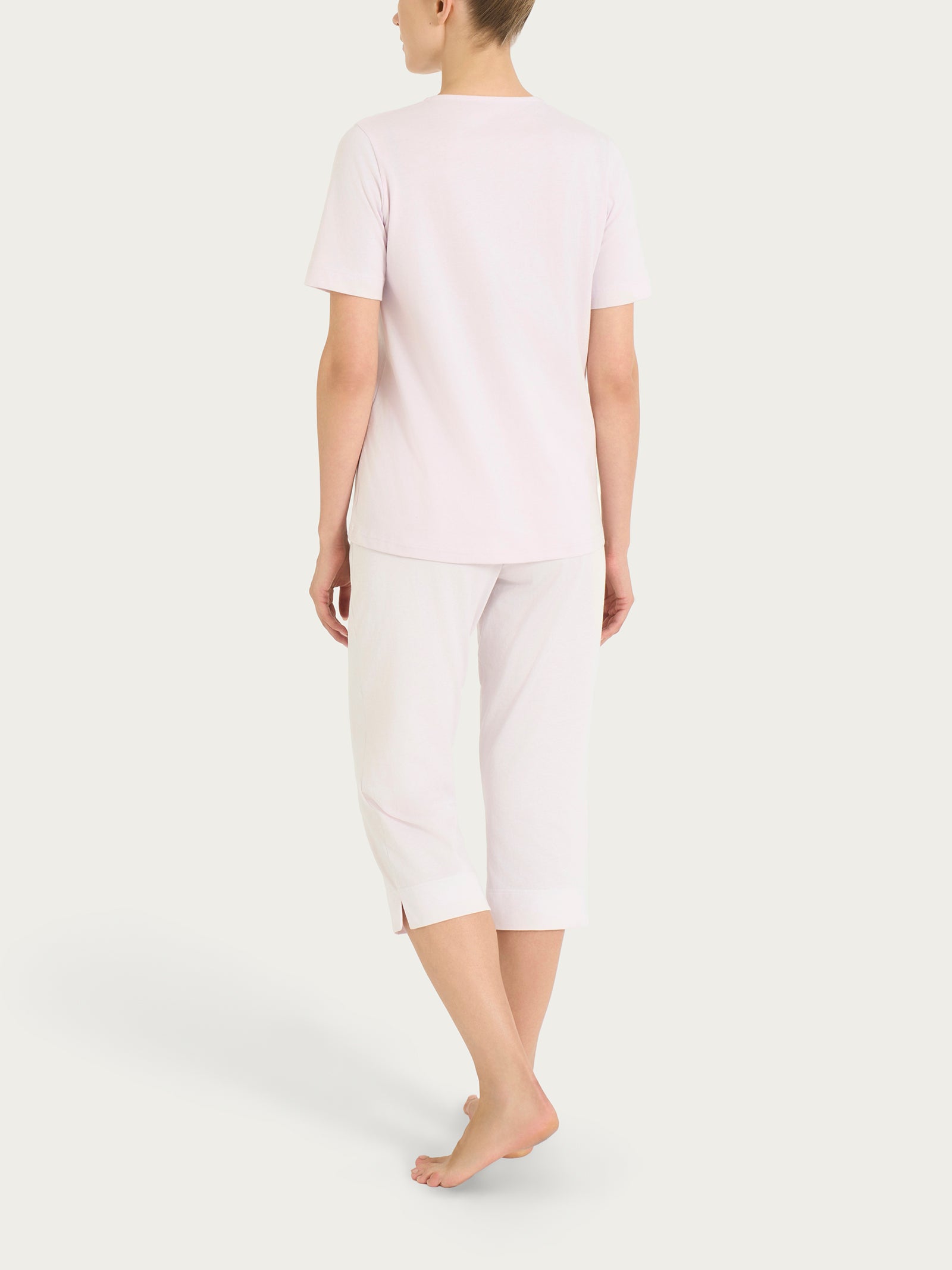 Pigiama a pinocchietto con pizzo in Jersey di Cotone Viola Donna - Ragno