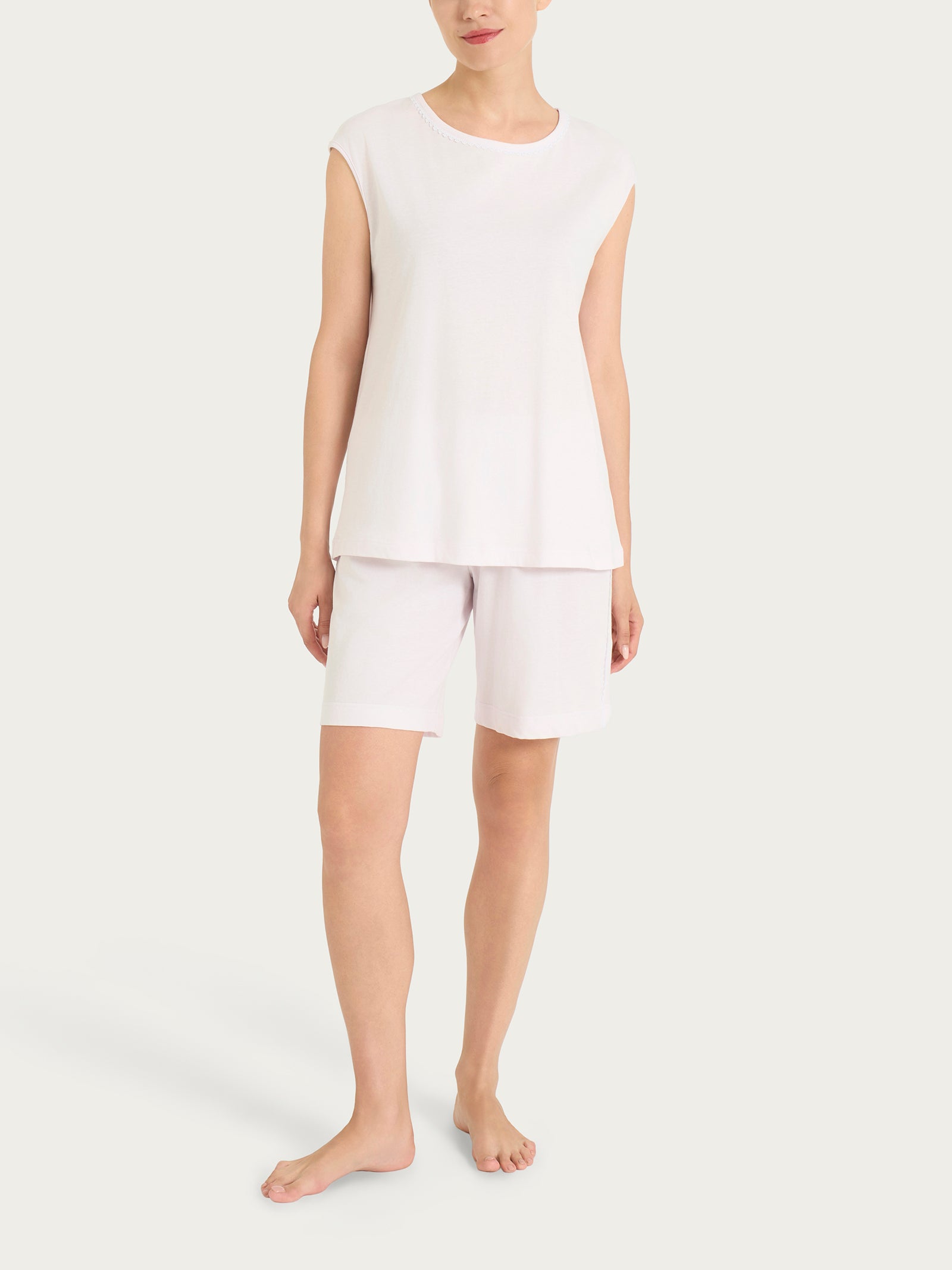 Pigiama corto tinta unita in Jersey di Cotone Viola Donna - Ragno