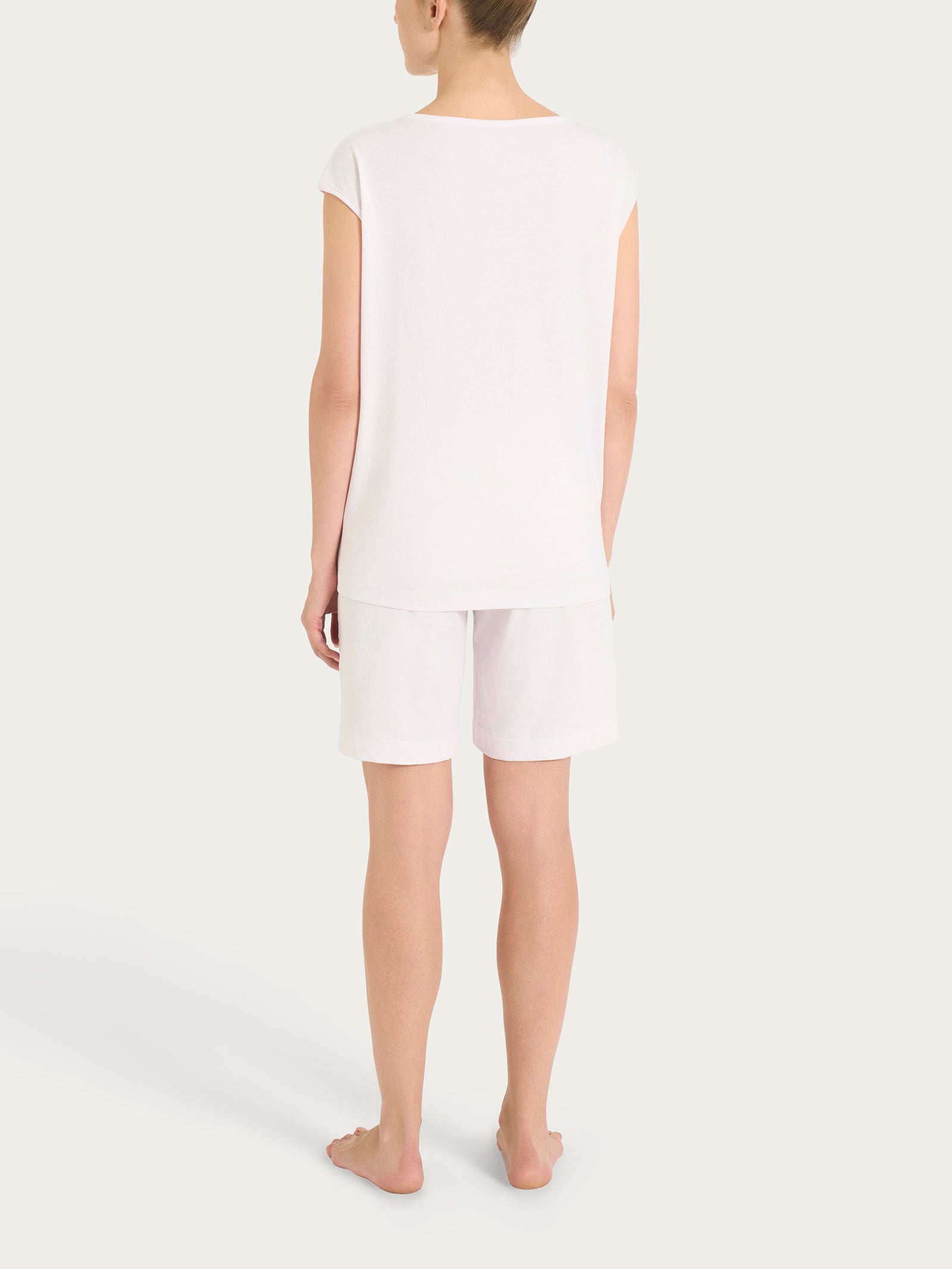 Pigiama corto tinta unita in Jersey di Cotone Viola Donna - Ragno