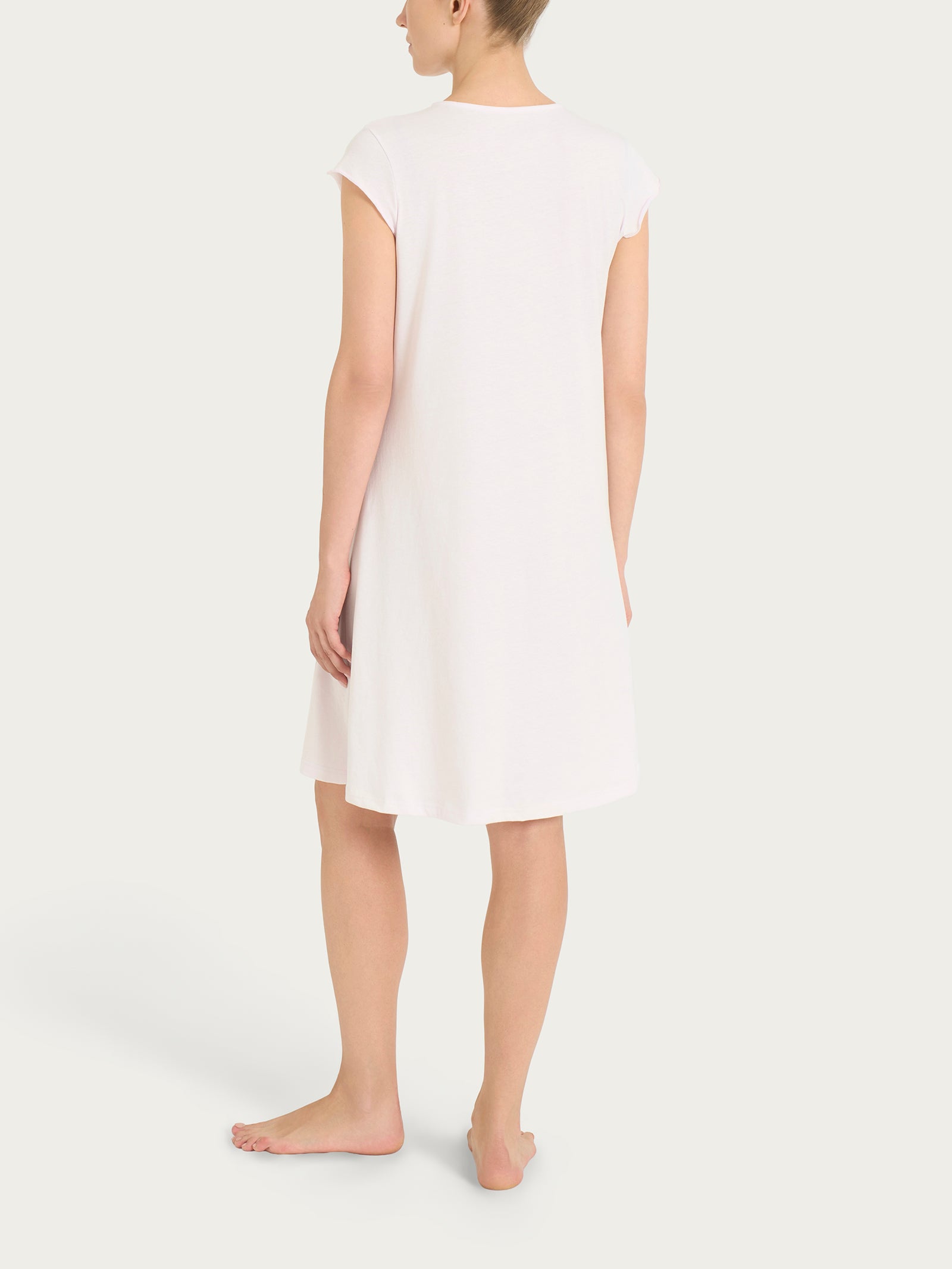 Camicia da notte tinta unita con collo a serafino in Jersey di Cotone Viola Donna - Ragno