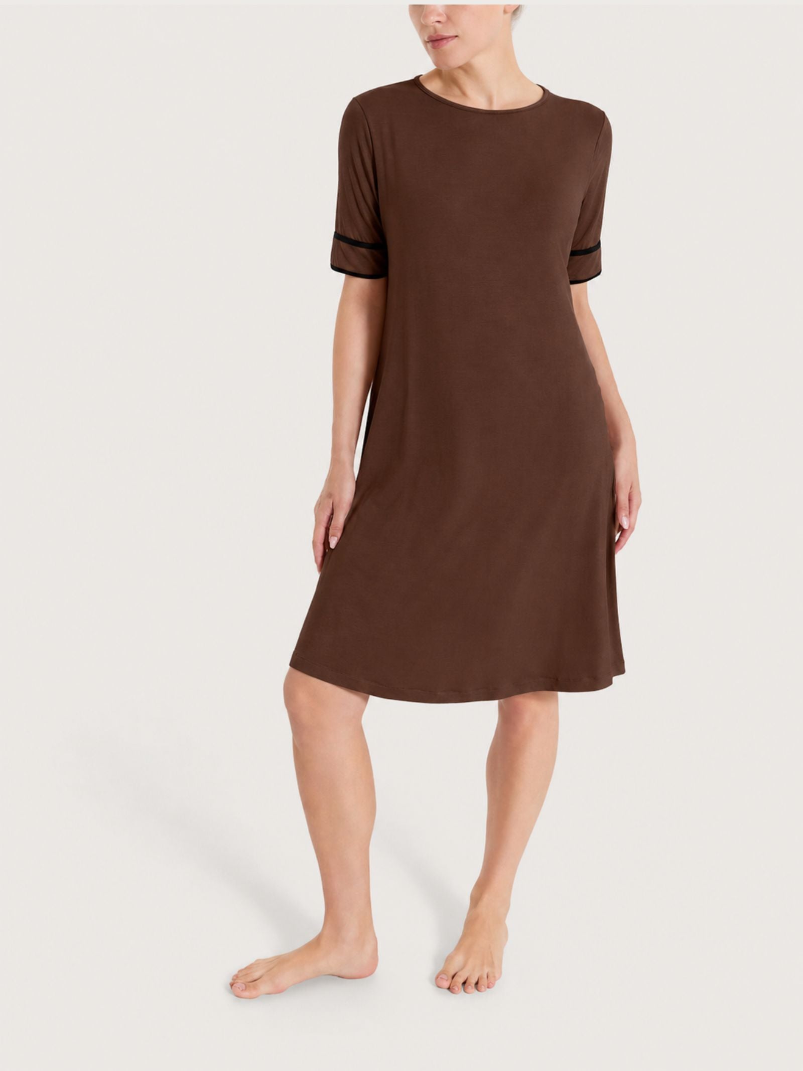 Braunes Viscosa Summer Paspelkleid für Damen - Ragno