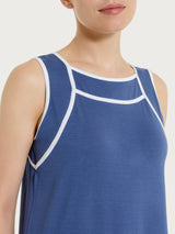 Top a spalla larga con piping in Viscosa Summer  Blu Donna - Ragno