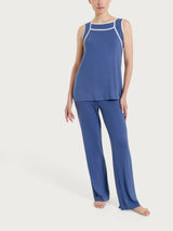 Top a spalla larga con piping in Viscosa Summer  Blu Donna - Ragno
