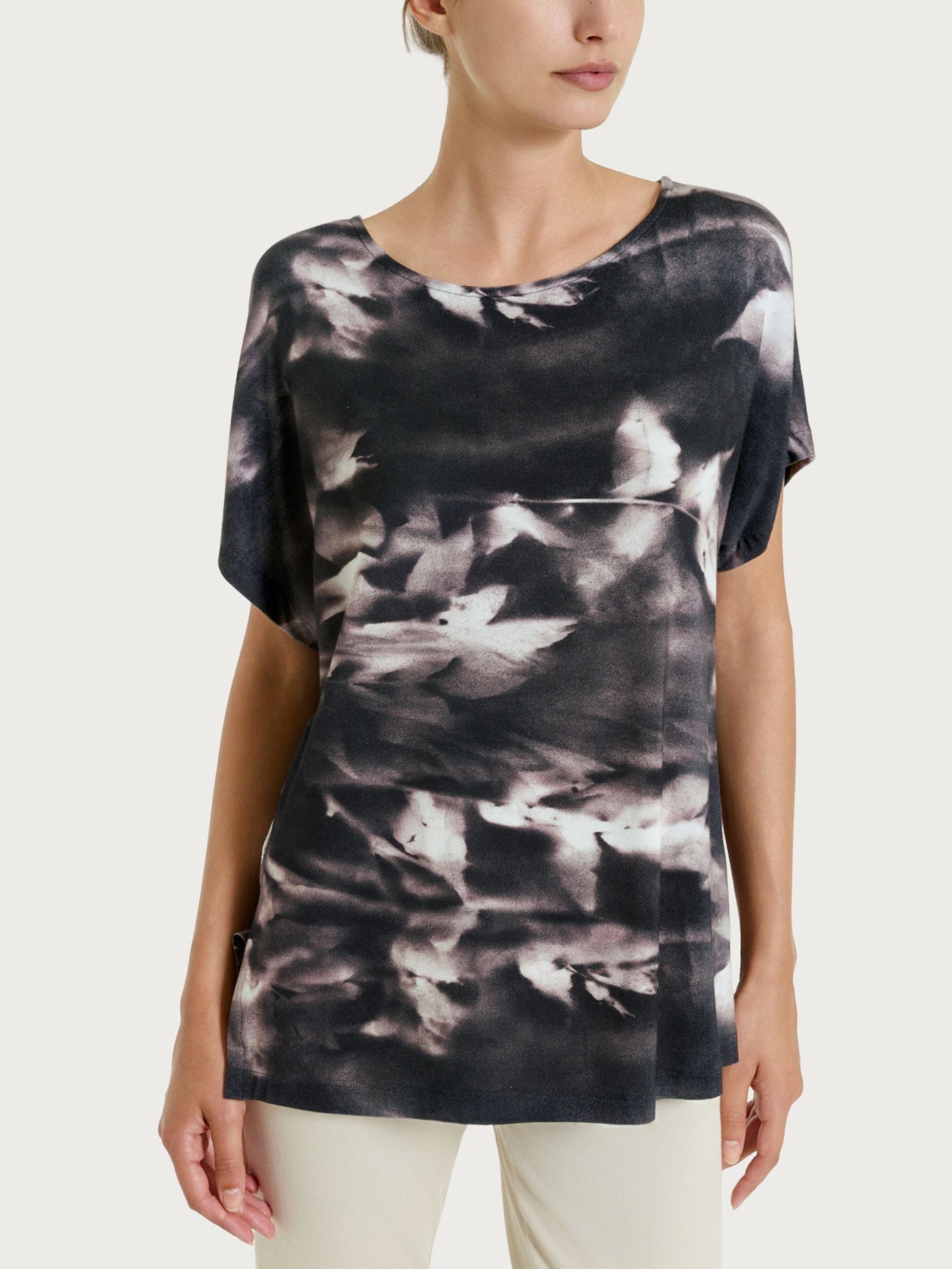 Maglietta con fantasia floreale in Viscosa Summer Neri Donna - Ragno