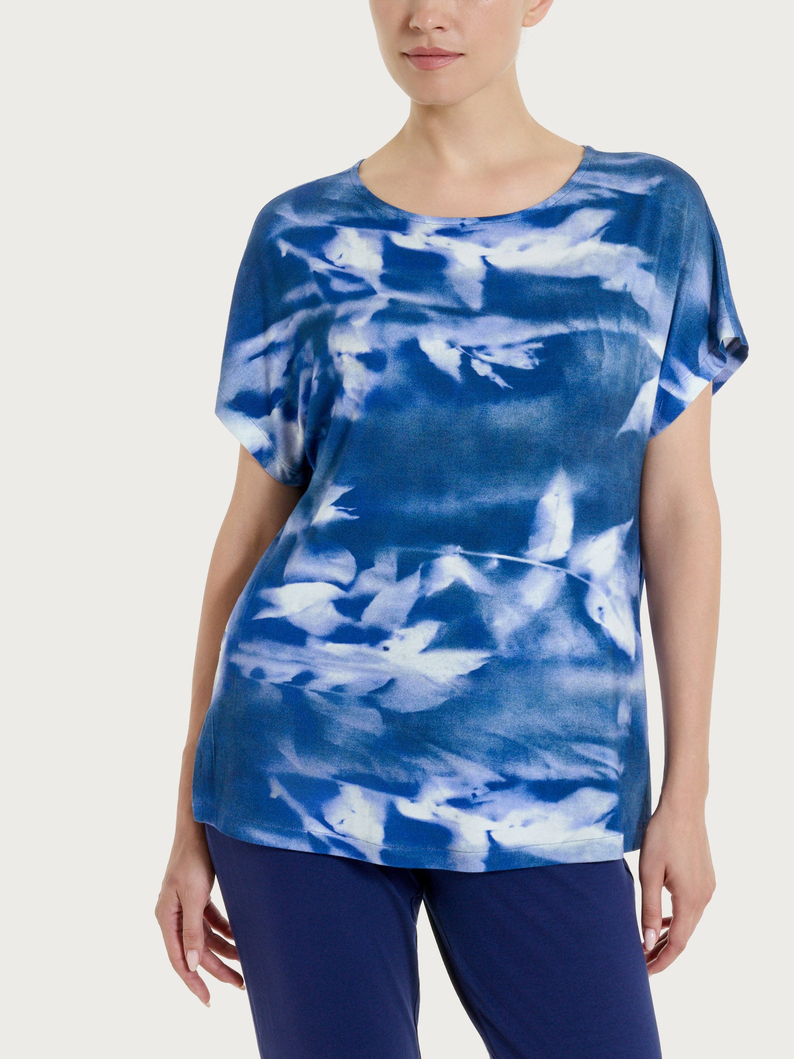Maglietta con fantasia floreale in Viscosa Summer Blu Donna - Ragno