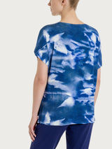 Maglietta con fantasia floreale in Viscosa Summer Blu Donna - Ragno