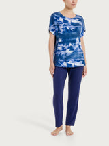 Maglietta con fantasia floreale in Viscosa Summer Blu Donna - Ragno