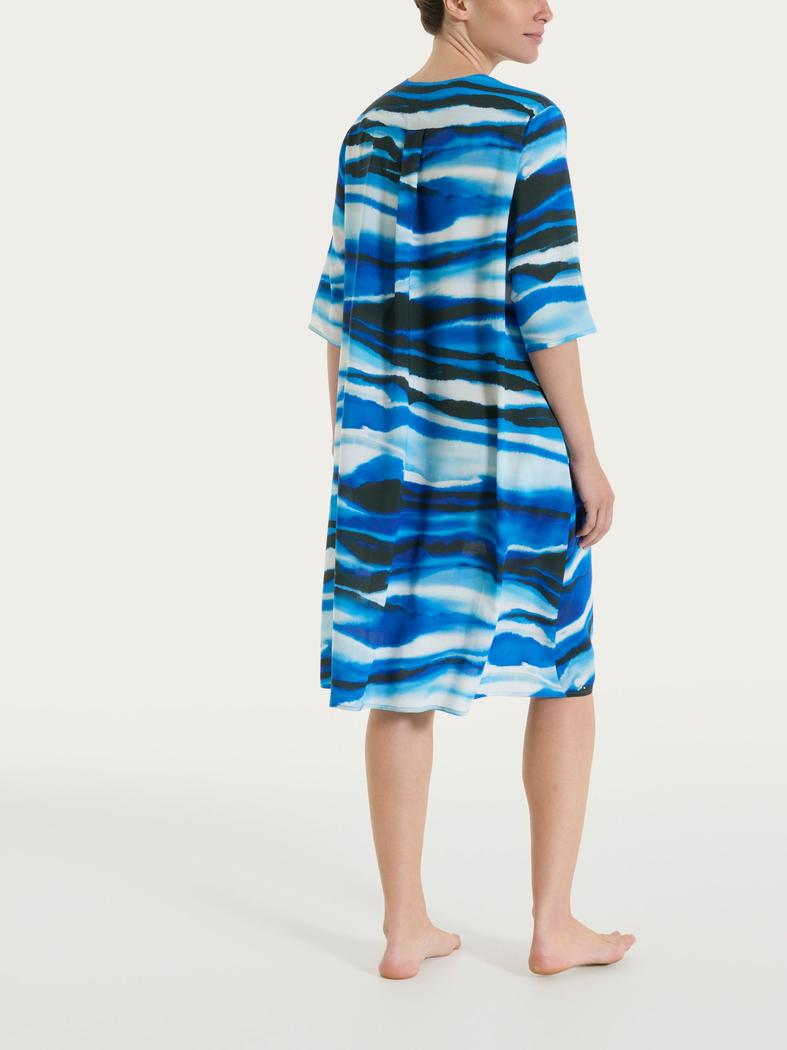 Abito con manica al gomito e fantasia in EcoSeta Azzurri Donna - Ragno