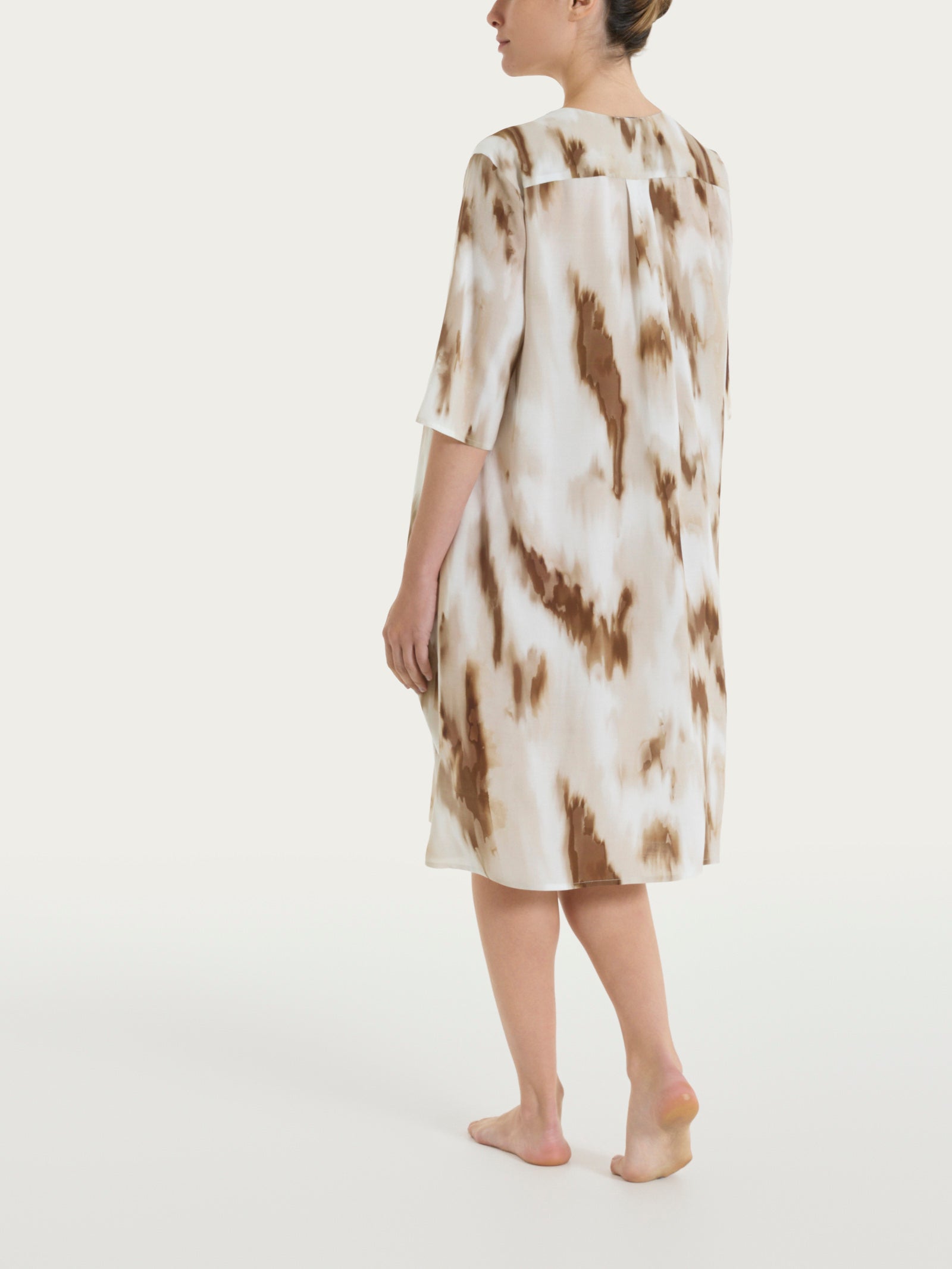 Abito con manica al gomito e fantasia in EcoSeta Marroni Donna - Ragno