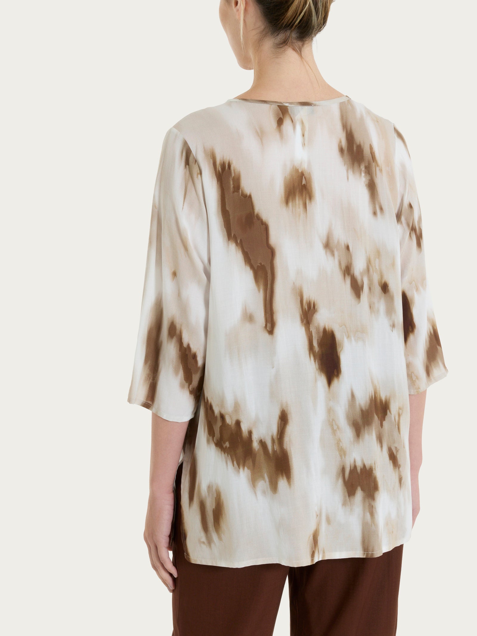 Caftano con fantasia marmorizzata in EcoSeta Marroni Donna - Ragno